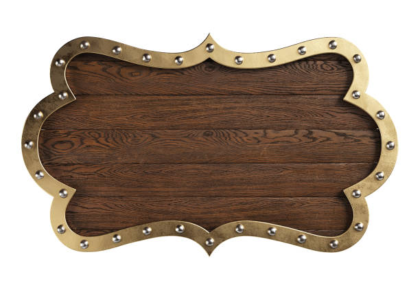 istock Medieval wooden signboard isolated on a white background, clipping path included. 1224439062