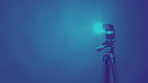 istock Flash light on tripod in studio production set up for professional photographer shooting photo or filming video and movie which use in entertainment and advertising industry 1224439450
