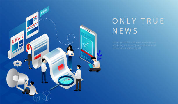 Isometric 3D Concept Of Breaking Latest News. Website Landing Page. News Update, Online News. People Publishing True News Based On Information From Reporters. Web Page Cartoon Vector Illustration Isometric 3D Concept Of Breaking Latest News. Website Landing Page. News Update, Online News. People Publishing True News Based On Information From Reporters. Web Page Cartoon Vector Illustration. paper based equipment stock illustrations