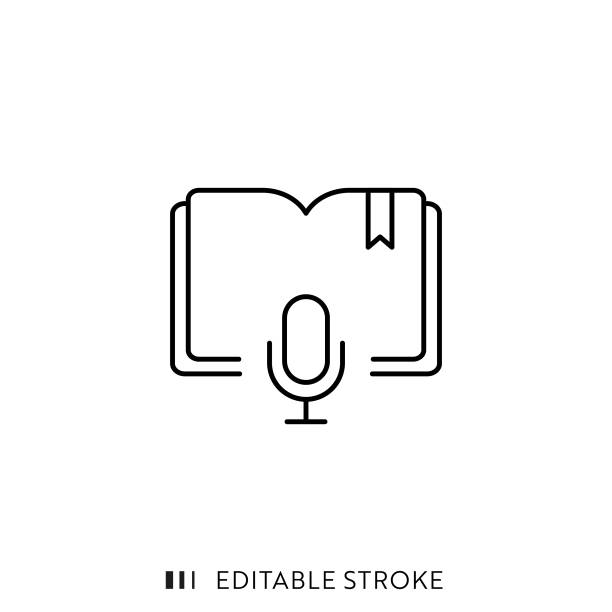 ilustraciones, imágenes clip art, dibujos animados e iconos de stock de icono de podcast de e-learning con trazo editable y píxel perfecto. - congreso de negocios