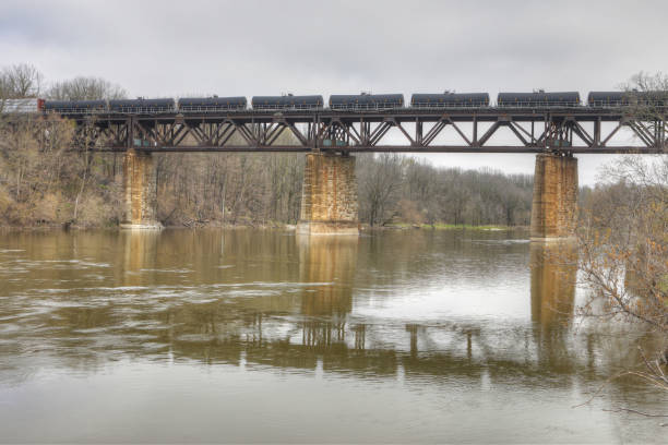 istock Paris, Ontario, Canada with train and railway bridge 1224443871