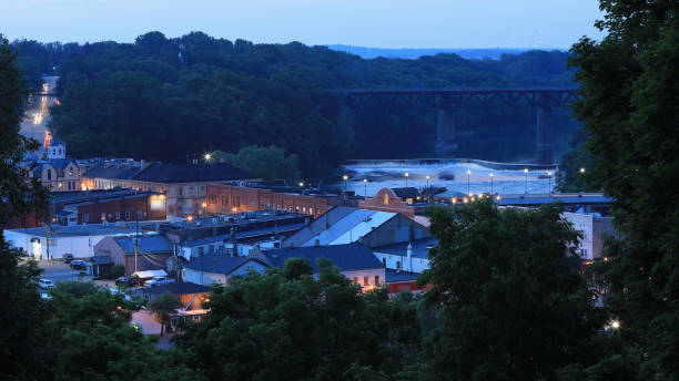 Paris, Ontario, Canada at dusk