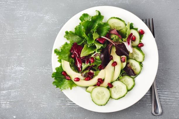 istock Lettuce salad with cucumber, avocado. 1224444065