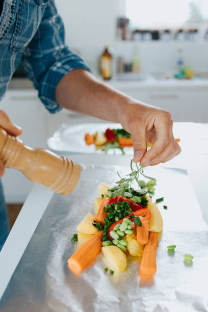 istock Grilled vegetables in aluminium foil 1224445555