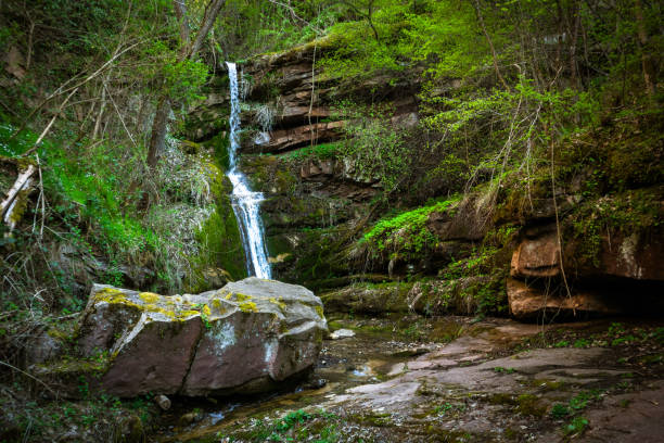 istock Small waterfall in a forest on Old Mountain (stara planina) in Serbia 1224448381