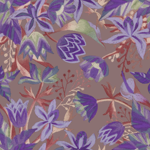 istock Fantasy florals. Abstract flowers in bloom. Hand drawn exotic decorative plants, blossom buds and leaves. Botanical seamless pattern 1224448856