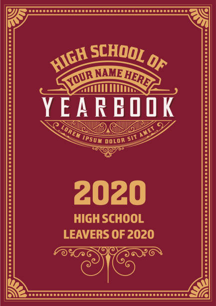 ilustraciones, imágenes clip art, dibujos animados e iconos de stock de vintage school yearbook cover. vector en capas - yearbook