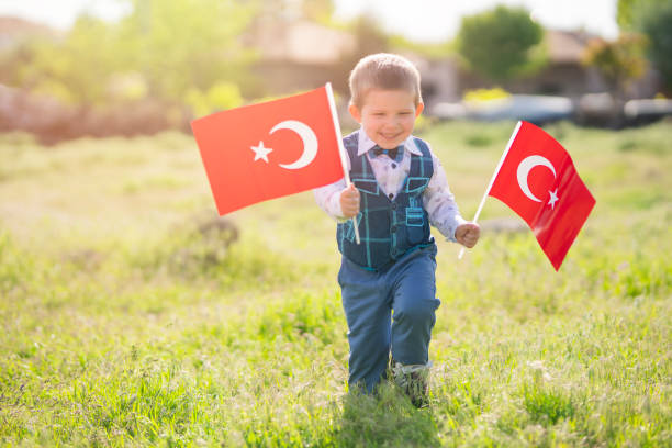 istock Little child with turkish flag 1224457653