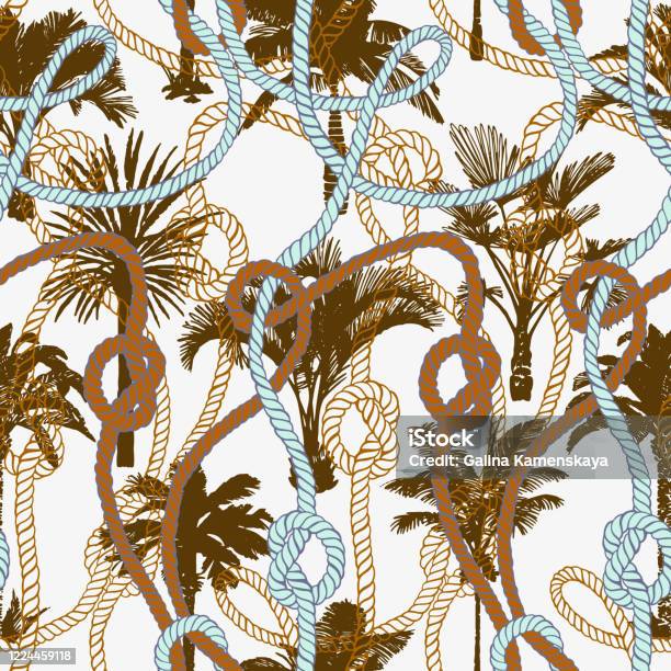 Palm Tree Color Rope Palm Tree Seamless Pattern Holiday Summer Tropical Background With ...