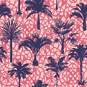 istock Palm tree seamless pattern. Holiday summer tropical background with mosaic texture., 1224459369