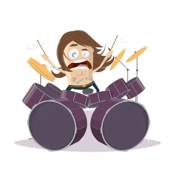 Vector illustration of funny cartoon drummer