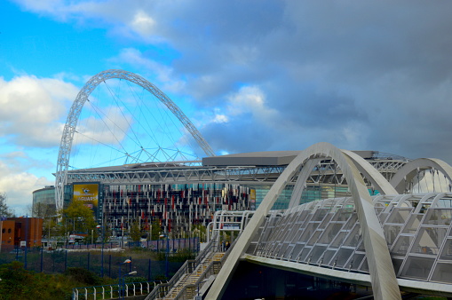 The White Horse Bridge, it's a footbridge that crosses the tracks railway station leading up to Wembley Park, London