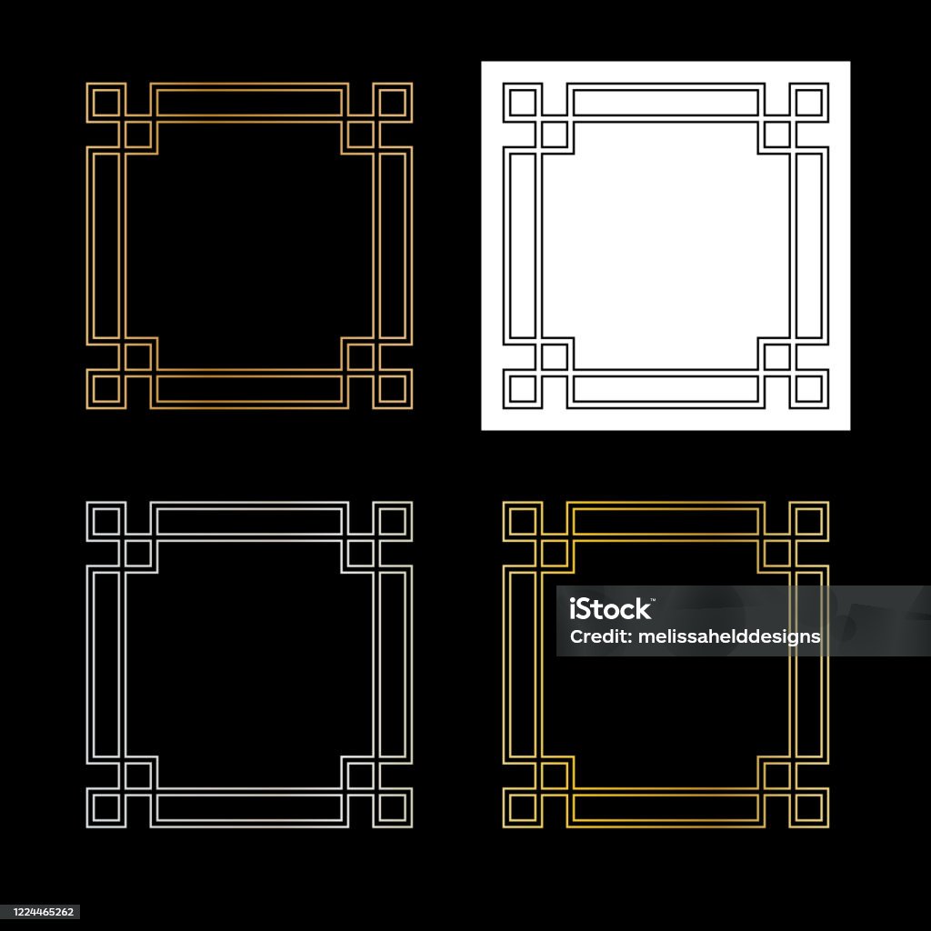 Fretwork Metallic Vector Square Frames Stock Illustration - Download ...