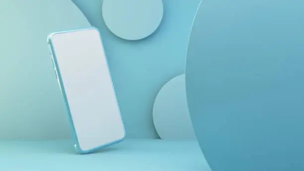 Blue phone with white screen 3d rendering