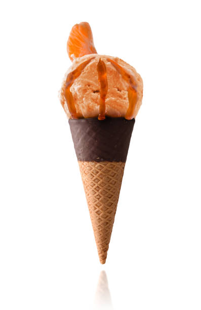 Ice cream cone flavored tangerine isolated white