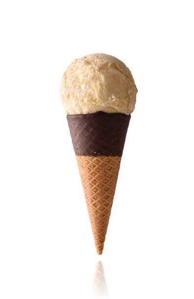 istock Traditional ice cream cone flavored vanilla isolated white 1224478181