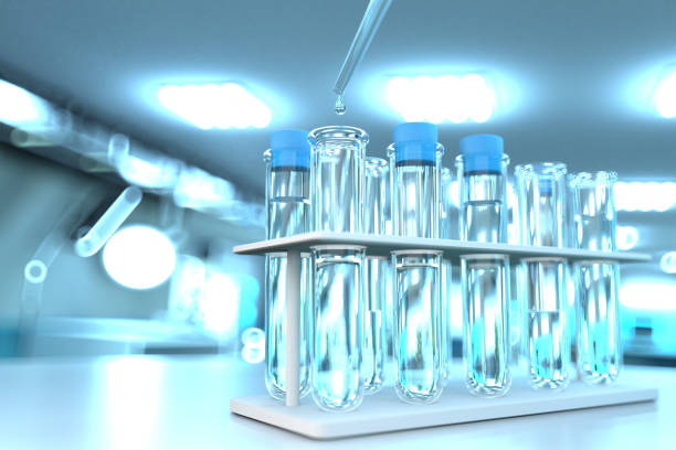 istock lab proofs in modern medical study facility - drinking water quality test for bacteria concept, medical 3D illustration 1224478327