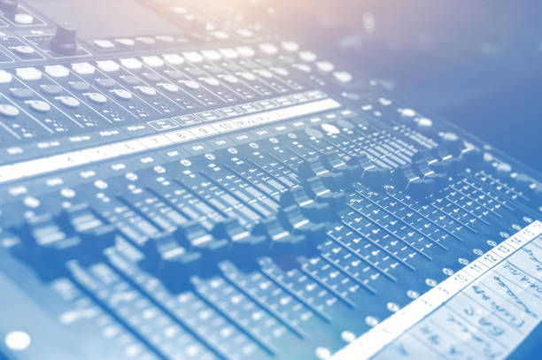 istock Mixing console in the sound recording Studio in the spotlight. 1224478746