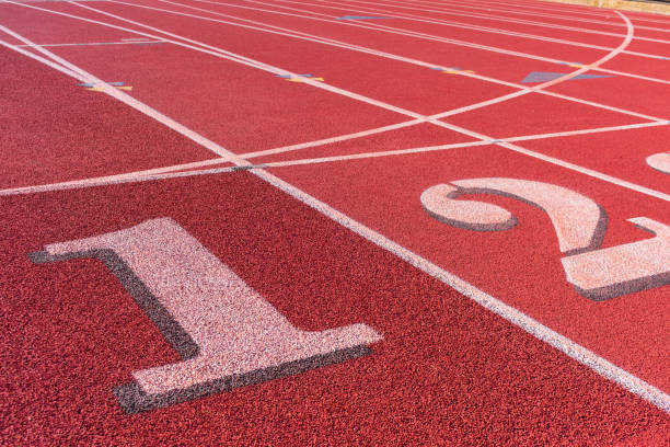 istock Track and field race course starting line 1224486446