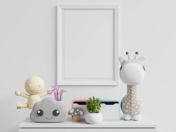 istock Mock up posters in child room interior. 1224493776