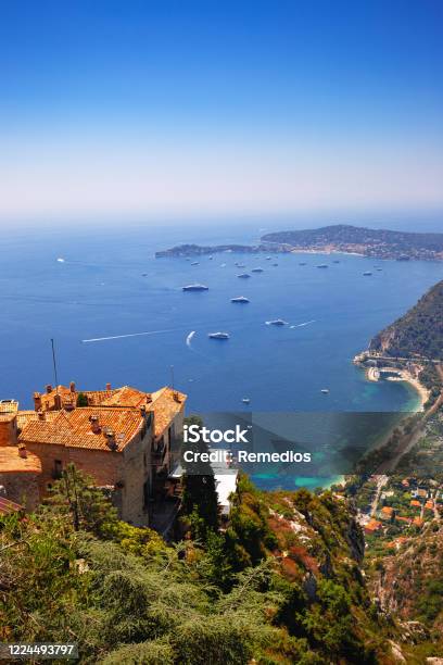 Eze French Riviera French Riviera Stock Photo - Download Image Now - Aerial View, Monte Carlo, France