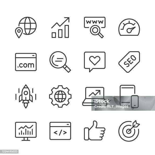 Seo Icons Monoline Series Stock Illustration - Download Image Now - Icon, www, Internet