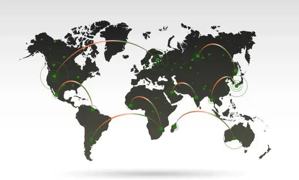 Vector illustration of world map links