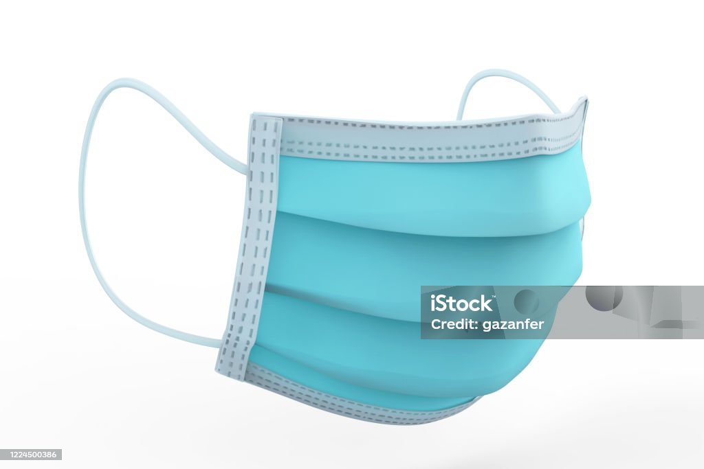 Blue Protection Mask 3d Rendering Blue Protective Face Mask Isolated On White Background ...