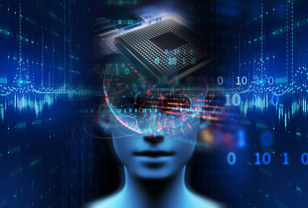 istock 3d illustration of virtual human on technology background. 1224500421