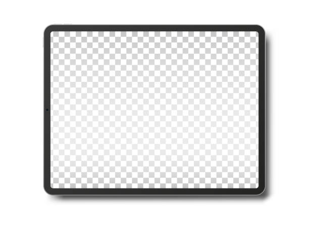 ilustraciones, imágenes clip art, dibujos animados e iconos de stock de tablet pc ordenador con pantalla en blanco. - tableta digital