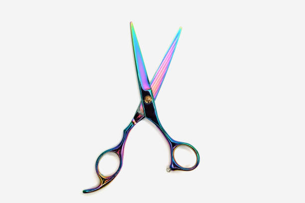 istock Rainbow color barber scissors isolated on white backgroud 1224504623