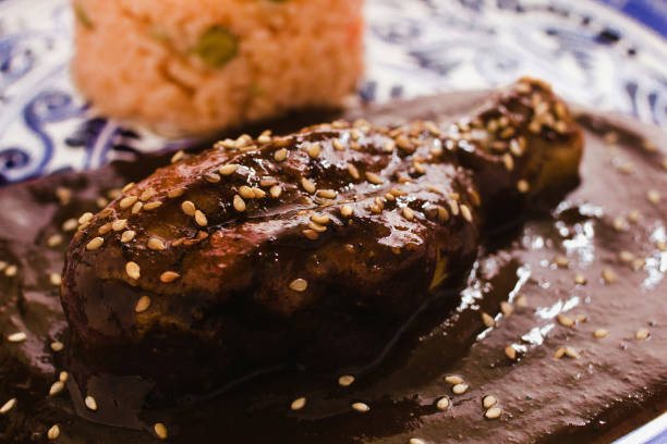 istock Mole Poblano with Chicken and rice is Mexican Food in Puebla Mexico 1224504920
