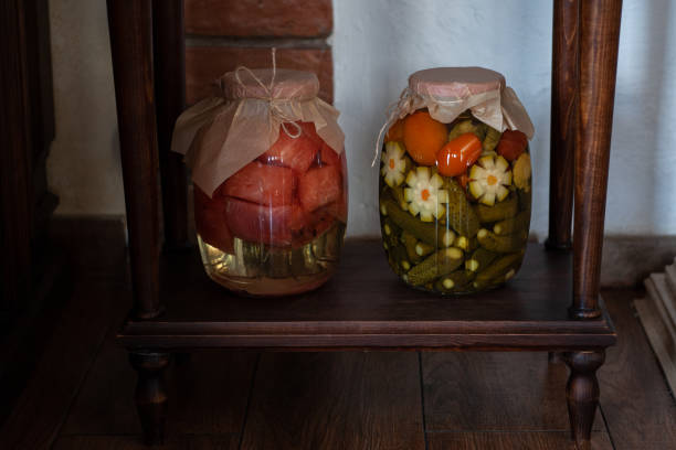istock Pickled vegetables in jars 1224506456