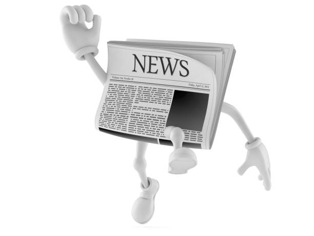 istock Newspaper character jumping in joy 1224510844
