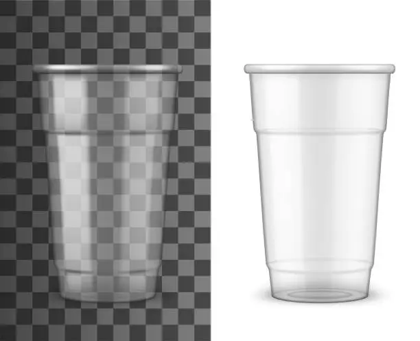 Vector illustration of Realistic plastic cup, drink disposable package