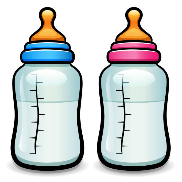 ilustrações, clipart, desenhos animados e ícones de garrafa de bebê de desenho animado vetorial isolada - feeding bottle