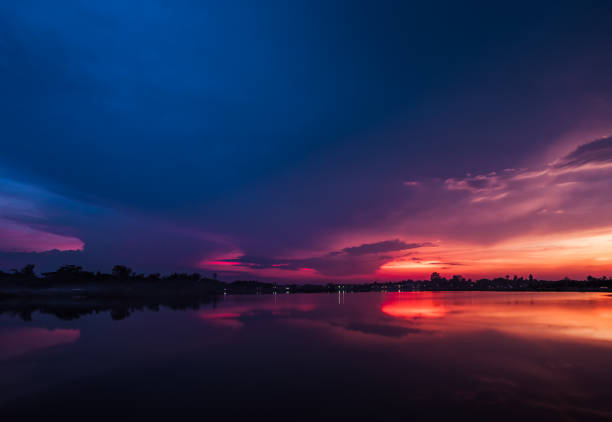 istock Sunset at the lake landscape 1224519848