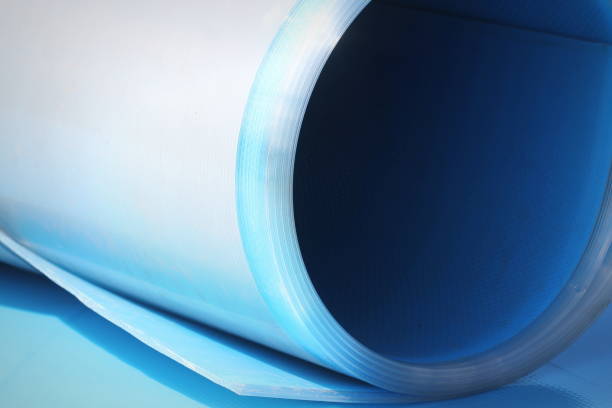 istock Polycarbonate with flat smooth texture . Plastic material used in construction of greenhouses or light buildings . Acrylic wall that protect form bad and extreme weather 1224519973