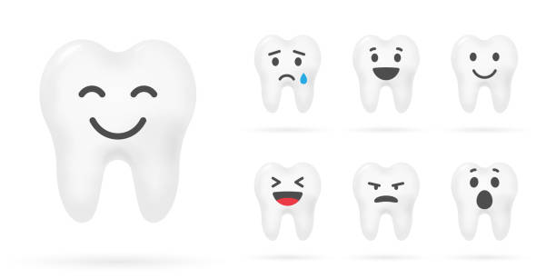 Teeth with smile illustration. Dental care icons Teeth with smile illustration. Dental care icons teeth clipart stock illustrations