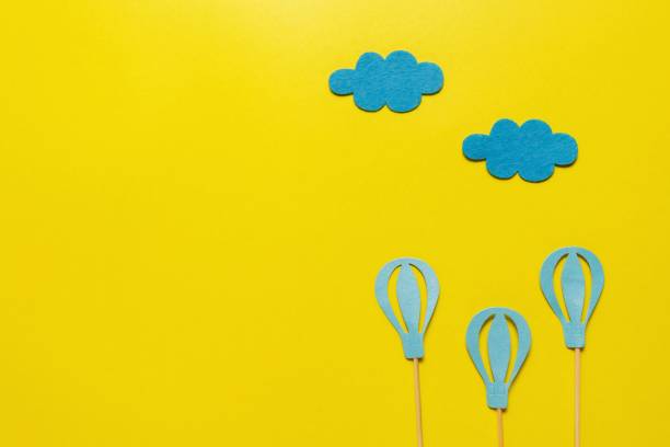 istock flatout Birthday party card on a blue background with copy space for text 1224521730