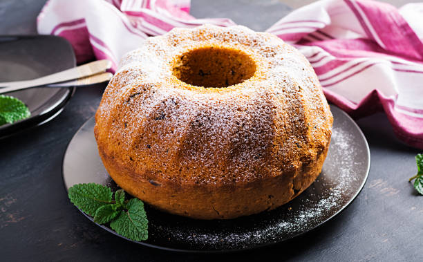 istock Pumpkin cake with chocolate chips for autumn fall dinner. Vegetarian food. 1224523161