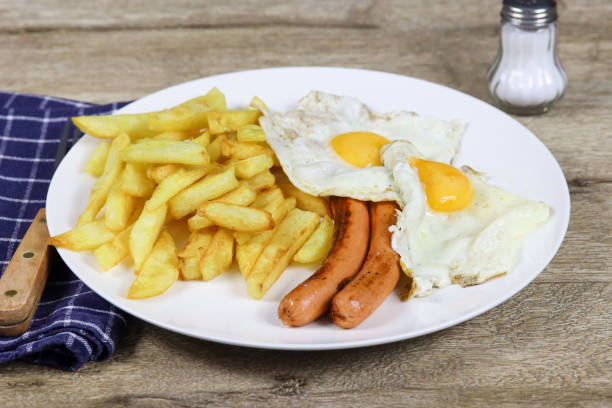 istock fried egg plate, sausage and fries 1224531584