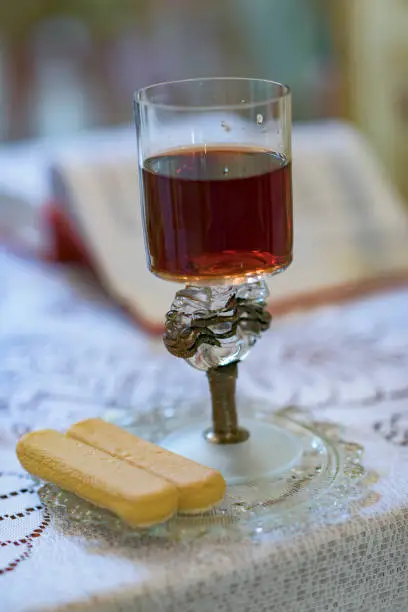 Photo of Different objects inside of a church,  at wedding time,  romanian style