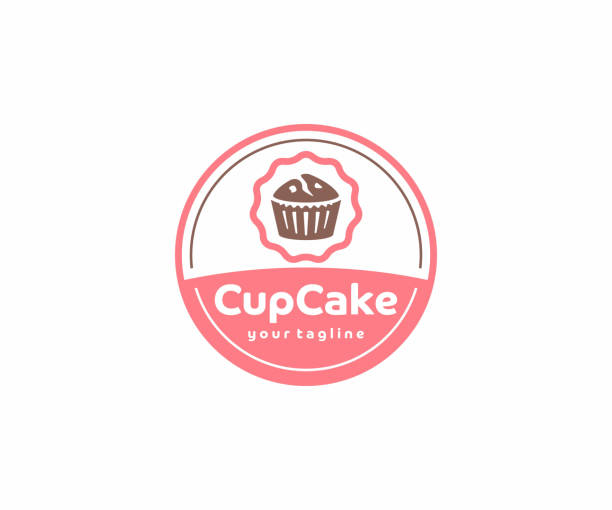 illustrazioni stock, clip art, cartoni animati e icone di tendenza di design dell'emblema del cerchio cupcake. muffin con design vettoriale delle bacche. illustrazione di panetteria dolce - muffin dolci