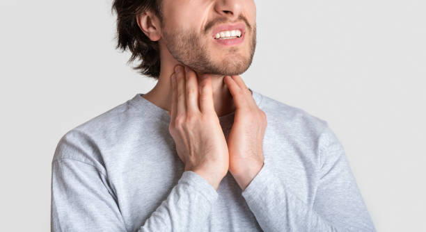 istock Inflammation in tonsils and glands, free space 1224540983