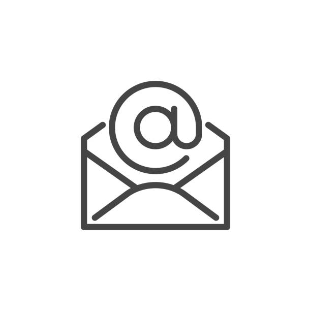 dünnes symbol für e-mail, adresse und mail oder newsletter. ein solches linienzeichen als isolierter offener umschlag und e-mail. benutzerdefinierte vektor piktogramm eps 10 für web in umriss stil auf weißem hintergrund editierbaren strich - mailbox mail symbol box stock-grafiken, -clipart, -cartoons und -symbole