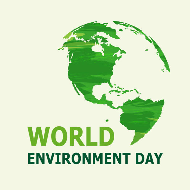 World Environment Day The concept for the ecology awareness and reforestation for the World Environment with green painted brush earth world environment day stock illustrations