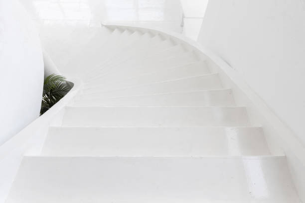 istock high angle view of white indoor cement stone staircase without railing in minimal building 1224543015