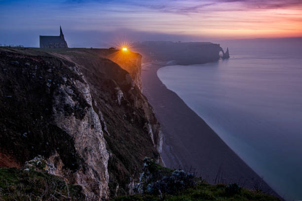 istock The cliffs of Etretat after sunset. 1224543784