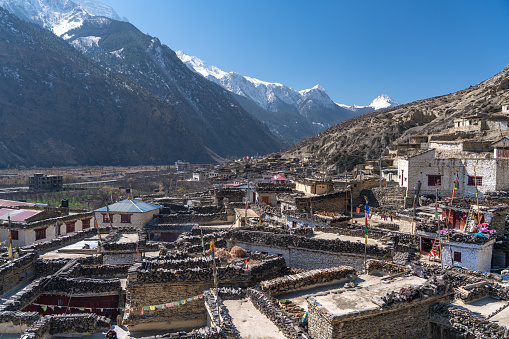 Nepal. The view on Annapurna trail track. Marpha village